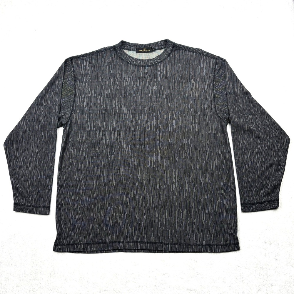 Bugatchi Uomo Mens Large Gray Modal Knit Long Sleeve Crewneck Pullover Shirt